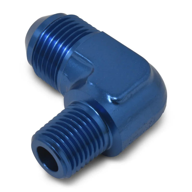 Russell Performance -3 AN to 1/8in NPT 90 Degree Flare to Pipe Adapter (Blue) - Additional View 9