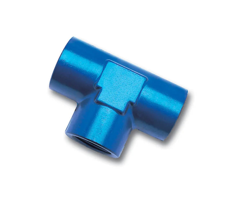 Russell Performance 3/8in Female Pipe Tee Fitting (Blue) - Side View