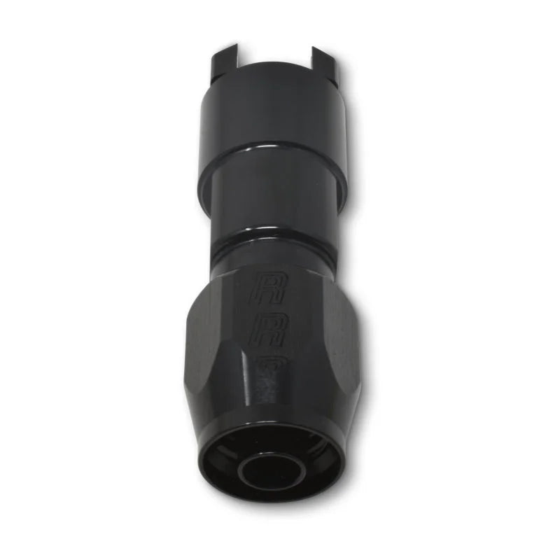 Russell Performance 3/8in SAE Quick Disc Female to -6 Hose Black Straight Hose End - Back View