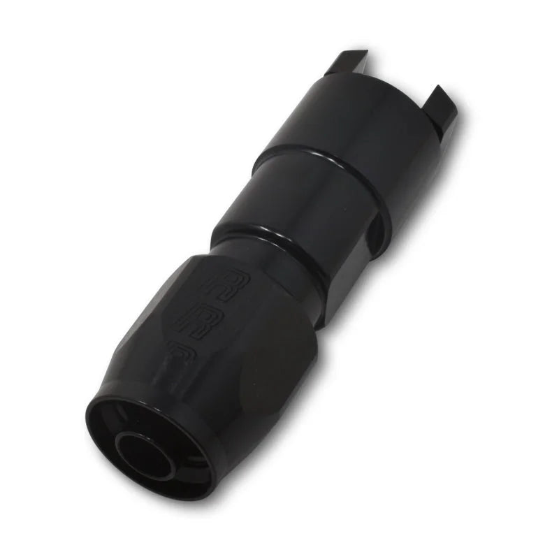Russell Performance 3/8in SAE Quick Disc Female to -6 Hose Black Straight Hose End - Installation View