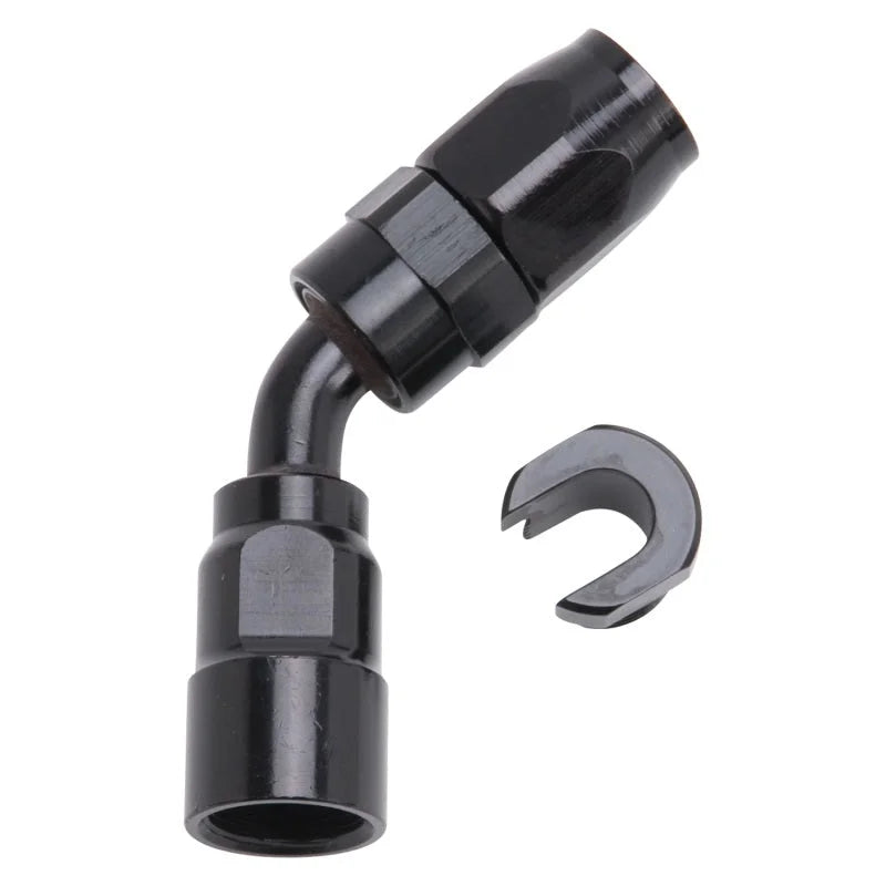 Russell Performance 3/8in SAE Quick Disc Female to -6 Hose Black 45 Degree Hose End - Main Product View