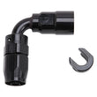 Load image into Gallery viewer, Russell Performance 3/8in SAE Quick Disc Female to -6 Hose Black 90 Degree Hose End - Main Product View
