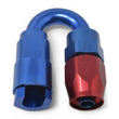 Load image into Gallery viewer, Russell Performance 3/8in SAE Quick Disc Female to -6 Hose Red/Blue 180 Degree Hose End - Back View