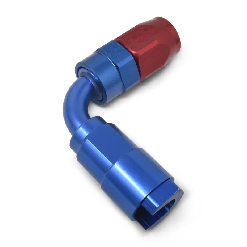 Russell Performance 3/8in SAE Quick Disc Female to -6 Hose Red/Blue 90 Degree Hose End - Additional View 7