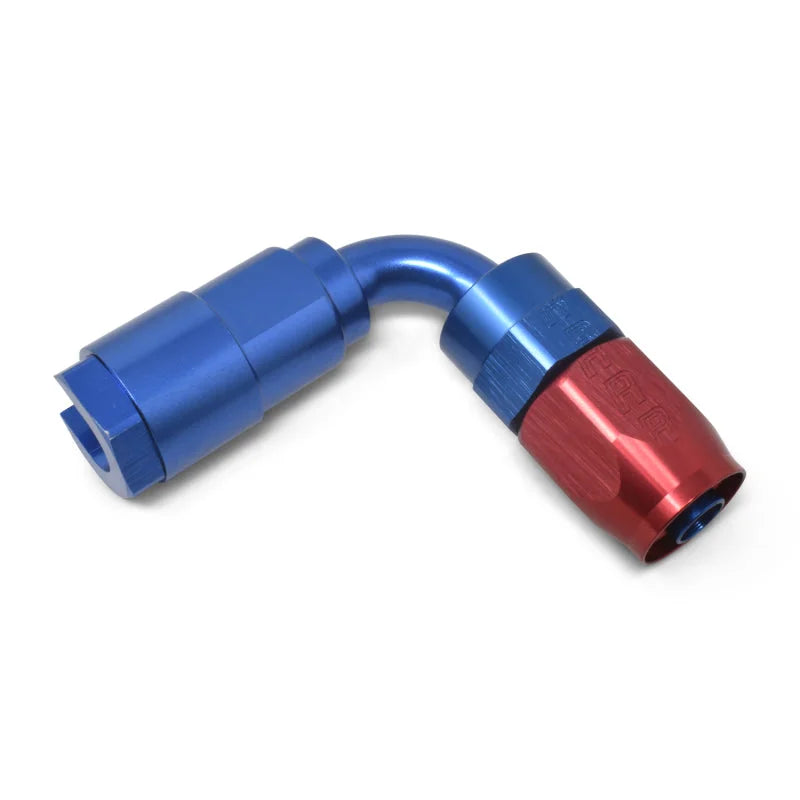 Russell Performance 3/8in SAE Quick Disc Female to -6 Hose Red/Blue 90 Degree Hose End - Additional View 8