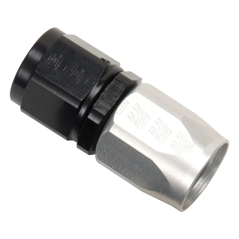 Russell Performance -4 AN Black/Silver Straight Full Flow Hose End - Side View