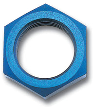Load image into Gallery viewer, Russell Performance -4 AN Bulkhead Nuts 7/16in -20 Thread Size (Blue) - Side View