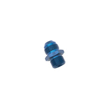 Load image into Gallery viewer, Russell Performance -4 AN Flare to 10mm x 1.5 Metric Thread Adapter (Blue) - Side View