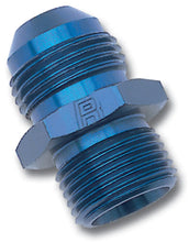 Load image into Gallery viewer, Russell Performance -4 AN Flare to 8mm x 1.0 Metric Thread Adapter (Blue) - Side View