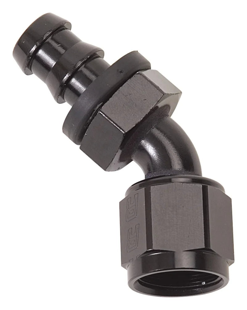 Russell Performance -4 AN Twist-Lok 45 Degree Hose End (Black) - Side View