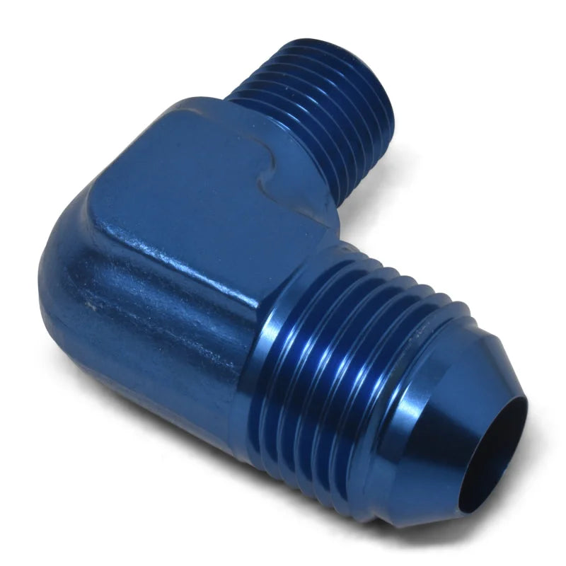 Russell Performance -4 AN to 1/4in NPT 90 Degree Flare to Pipe Adapter (Blue) - Additional View 10