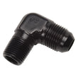 Load image into Gallery viewer, Russell Performance -4 AN to 1/8in NPT 90 Degree Flare to Pipe Adapter (Black) - Side View