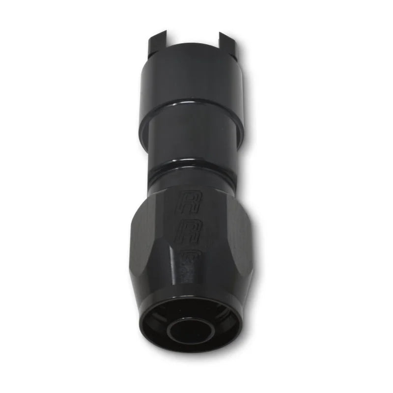 Russell Performance 5/16in SAE Quick Disc Female to -6 Hose Black Straight Degree Hose End - Back View