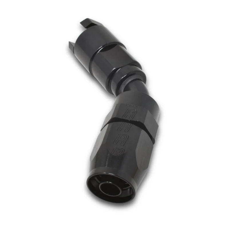 Russell Performance 5/16in SAE Quick Disc Female to -6 Hose Black 45 Degree Hose End - Additional View 5