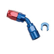 Load image into Gallery viewer, Russell Performance 5/16in SAE Quick Disc Female to -6 Hose Red/Blue 45 Degree Hose End - Main Product View