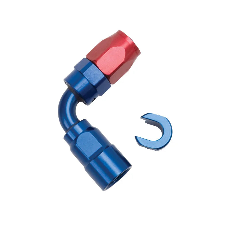 Russell Performance 5/16in SAE Quick Disc Female to -6 Hose Red/Blue 90 Degree Hose End - Additional View 6