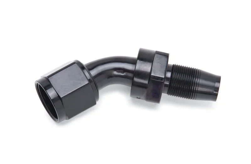 Russell Performance -6 AN 45 Degree Hose End Without Socket - Polished and Black - Back View
