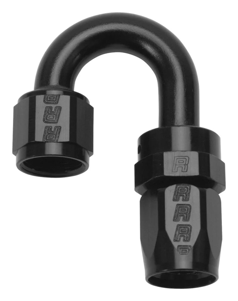 Russell Performance -6 AN Black 180 Degree Full Flow Swivel Hose End - Side View