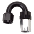 Load image into Gallery viewer, Russell Performance -6 AN Black/Silver 180 Degree Tight Radius Full Flow Swivel Hose End - Back View