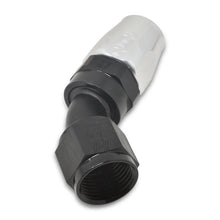 Load image into Gallery viewer, Russell Performance -6 AN Black/Silver 45 Degree Full Flow Hose End - Back View