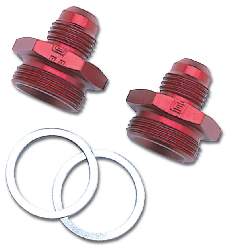 Russell Performance -6 AN Carb Adapter Fittings (2 pcs.) (Red) - Back View
