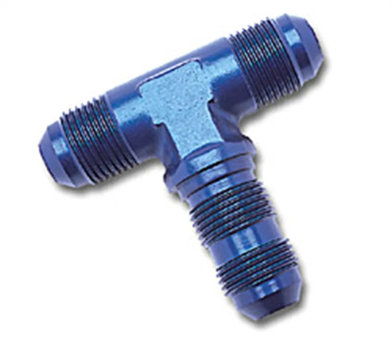 Russell Performance -6 AN Flare Bulkhead Tee Fitting (Blue) - Side View