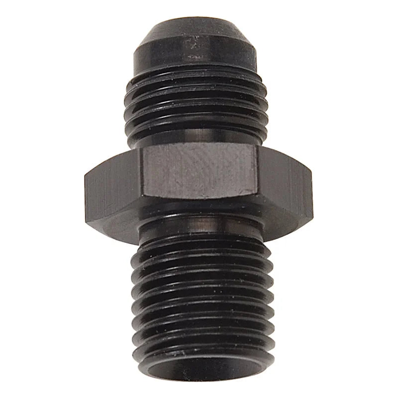 Russell Performance -6 AN Flare to 12mm x 1.5 Metric Thread Adapter (Black) - Side View
