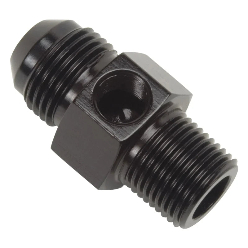 Russell Performance -6 AN Flare to 3/8in Pipe Pressure Adapter (Black) - Back View