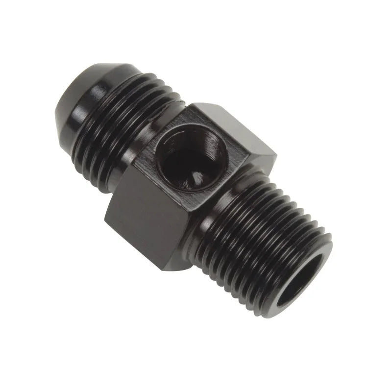 Russell Performance -6 AN Flare to 3/8in Pipe Pressure Adapter (Black) - Side View