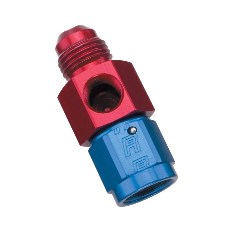 Russell Performance -6 AN Fuel Pressure Take off (Red/Blue) - Back View