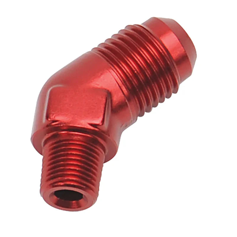 Russell Performance -6 AN MALE X 1/8in NPT MALE 45 DEG (Red) - Side View