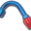Load image into Gallery viewer, Russell Performance -6 AN Red/Blue 120 Degree Full Flow Hose End (1in Centerline Radius) - Main Product View