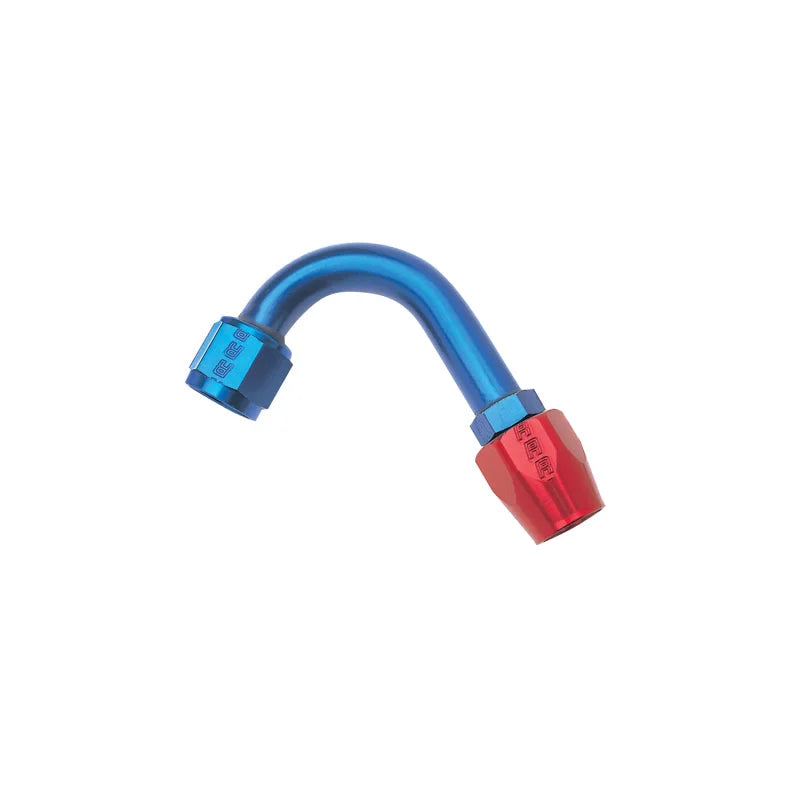 Russell Performance -6 AN Red/Blue 120 Degree Full Flow Hose End (1in Centerline Radius) - Back View