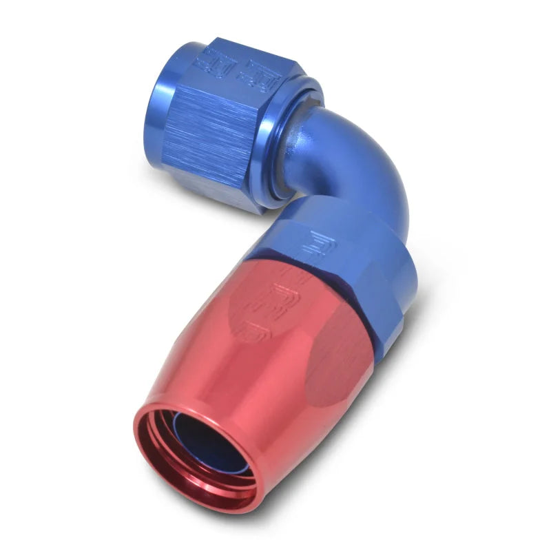 Russell Performance -6 AN Red/Blue 90 Degree Full Flow Hose End - Back View