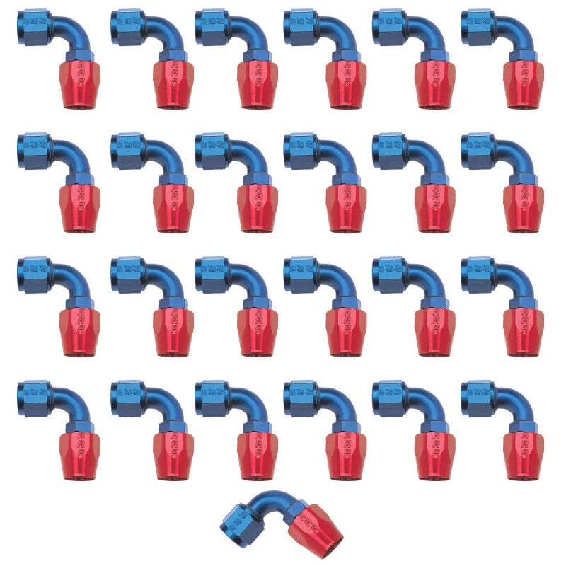 Russell Performance -6 AN Red/Blue 90 Degree Full Flow Hose End (25 pcs.) - Installation View