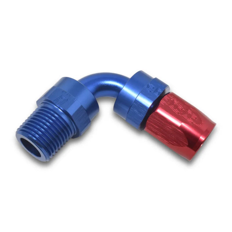 Russell Performance -6 AN Red/Blue 90 Degree Full Flow Swivel Pipe Thread Hose End (With 1/4in NPT) - Additional View 8