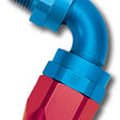 Load image into Gallery viewer, Russell Performance -6 AN Red/Blue 90 Degree Full Flow Swivel Pipe Thread Hose End (With 3/8in NPT) - Back View