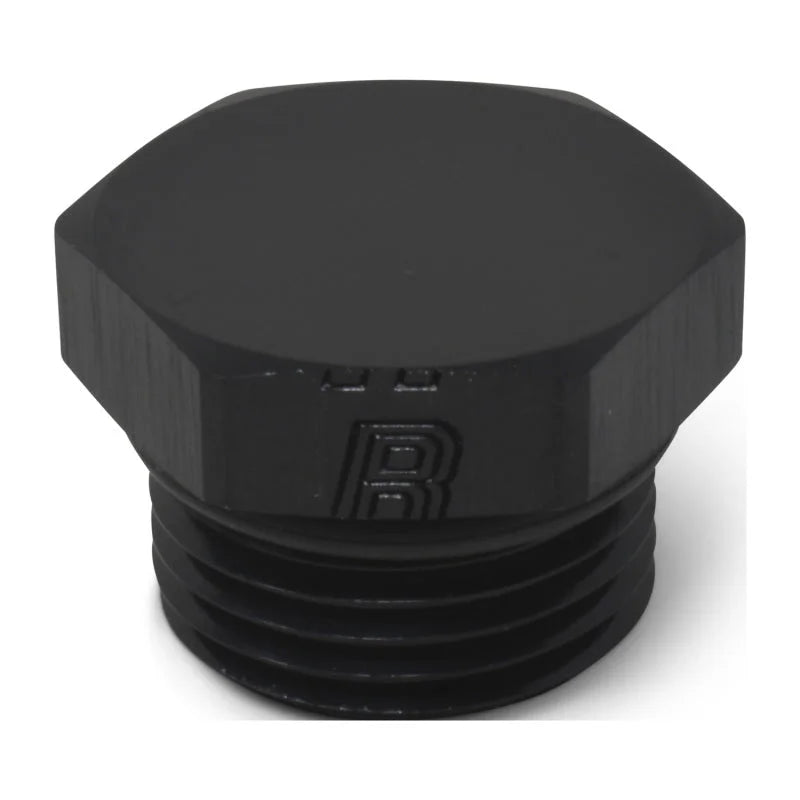 Russell Performance -6 AN Straight Thread Plug (Black) - Back View
