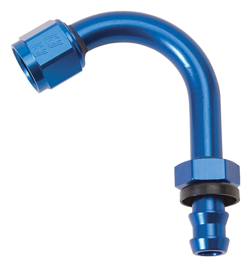 Russell Performance -6 AN Twist-Lok 120 Degree Hose End (1in Radius) - Side View