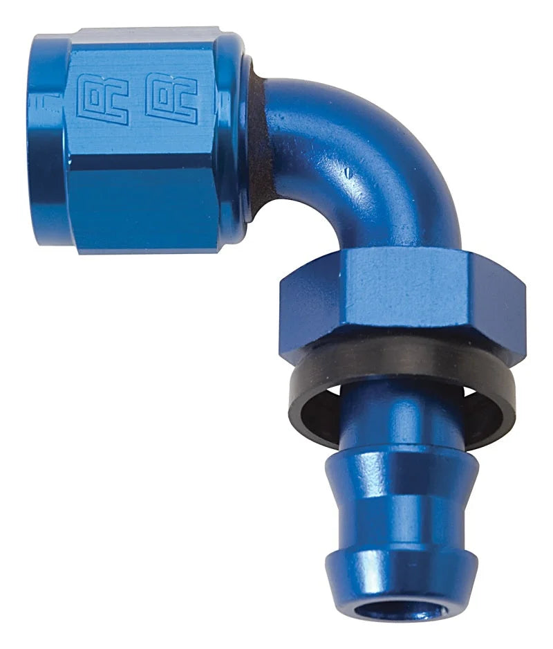 Russell Performance -6 AN Twist-Lok 90 Degree Hose End (Blue) - Back View