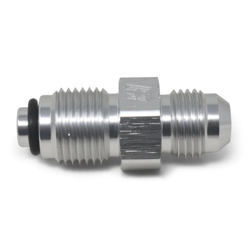 Russell Performance -6 AN (male to 11/16in-18 O-ring seal) Power Steering Adapter. Clear anodized - Detail View