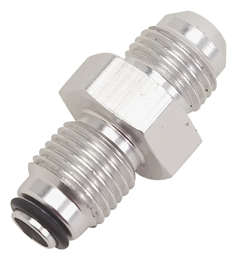Russell Performance -6 AN (male to 9/16in-18 O-ring seal) Power Steering Adapter. Clear anodized - Main Product View