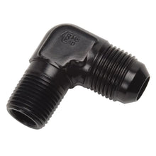 Load image into Gallery viewer, Russell Performance -6 AN to 1/4in NPT 90 Degree Flare to Pipe Adapter (Black) - Side View