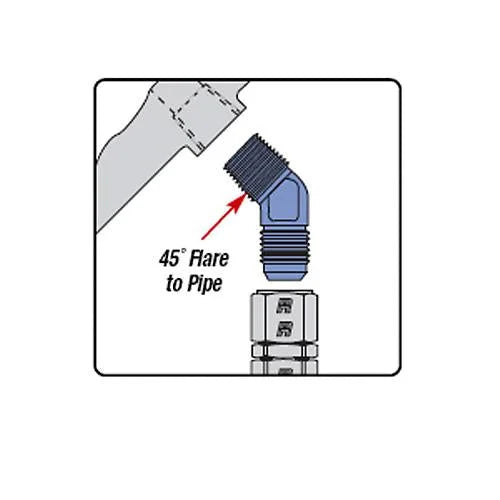 Russell Performance -6 AN to 3/8in NPT 45 Degree Flare to Pipe Adapter - Main Product View