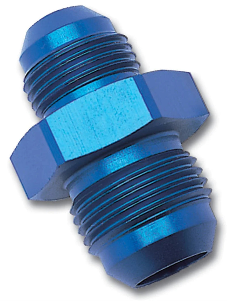 Russell Performance -6 AN to -8 AN Flare Reducer (Blue) - Side View