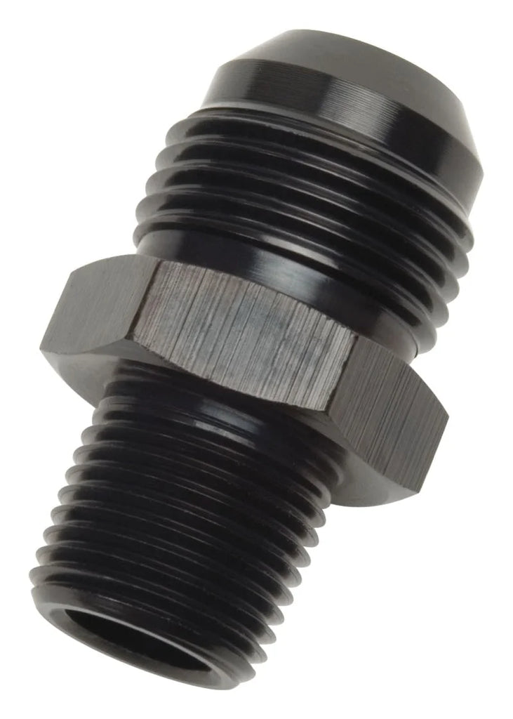 Russell Performance -8 AN 1/4in NPT Straight Black Flare to Pipe Adapter - Main Product View
