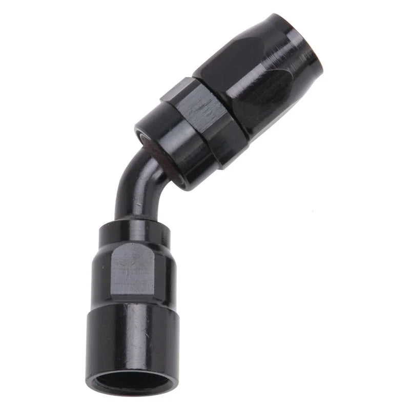 Russell Performance -8 AN Black 45 Degree Full Flow Hose End - Side View