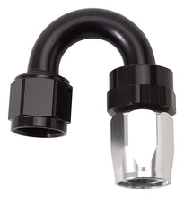 Load image into Gallery viewer, Russell Performance -8 AN Black/Silver 180 Degree Tight Radius Full Flow Swivel Hose End - Main Product View