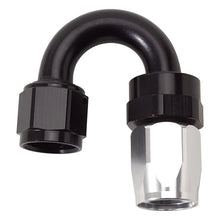 Load image into Gallery viewer, Russell Performance -8 AN Black/Silver 180 Degree Tight Radius Full Flow Swivel Hose End - Back View