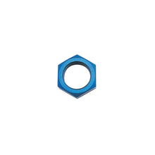 Load image into Gallery viewer, Russell Performance -8 AN Bulkhead Nuts 3/4in -16 Thread Size (Blue) - Side View